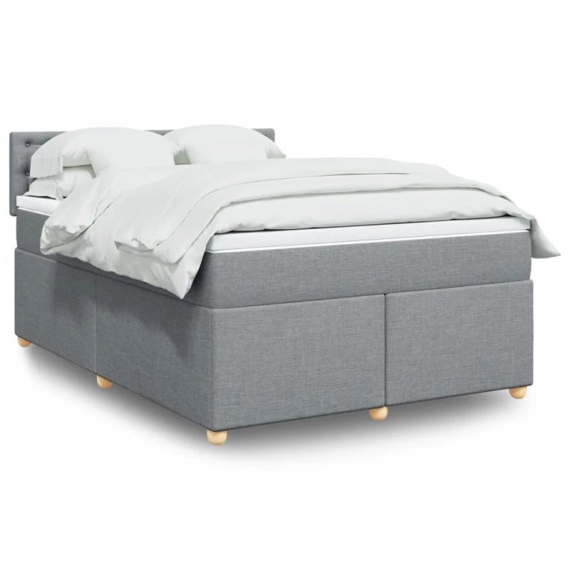 vidaXL Κρεβάτι Boxspring με Στρώμα Ανοιχτό Γκρι 140x200 εκ. Υφασμάτινο
