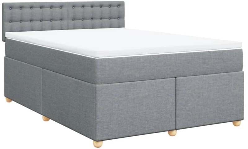 vidaXL Κρεβάτι Boxspring με Στρώμα Ανοιχτό Γκρι 140x200 εκ. Υφασμάτινο