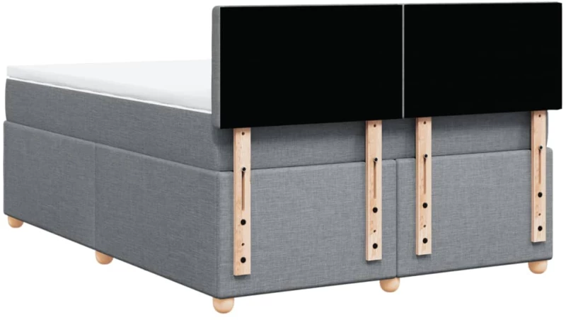 vidaXL Κρεβάτι Boxspring με Στρώμα Ανοιχτό Γκρι 140x200 εκ. Υφασμάτινο