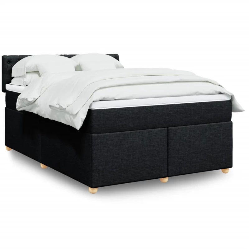 vidaXL Κρεβάτι Boxspring με Στρώμα Μαύρο 140x200 εκ. Υφασμάτινο