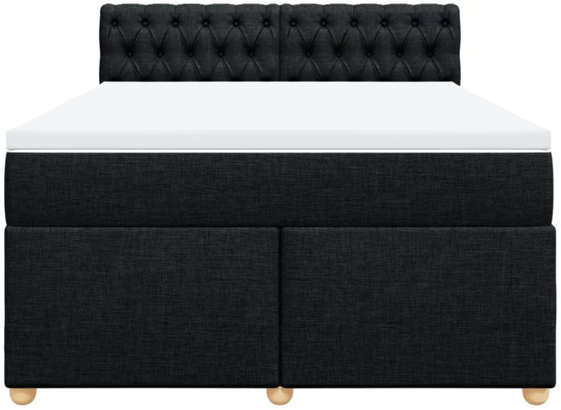 vidaXL Κρεβάτι Boxspring με Στρώμα Μαύρο 140x200 εκ. Υφασμάτινο