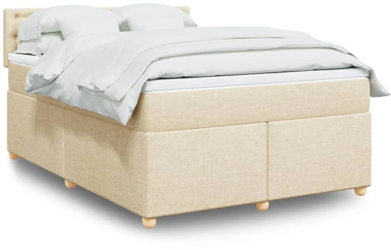 vidaXL Κρεβάτι Boxspring με Στρώμα Κρεμ 160x200 εκ. Υφασμάτινο