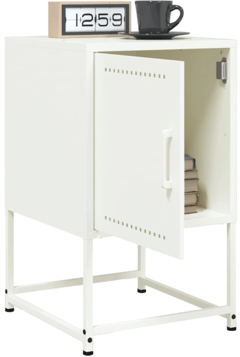 vidaXL Κομοδίνα 2 τεμ. Λευκό 36x39x60,5 εκ. από Χάλυβα