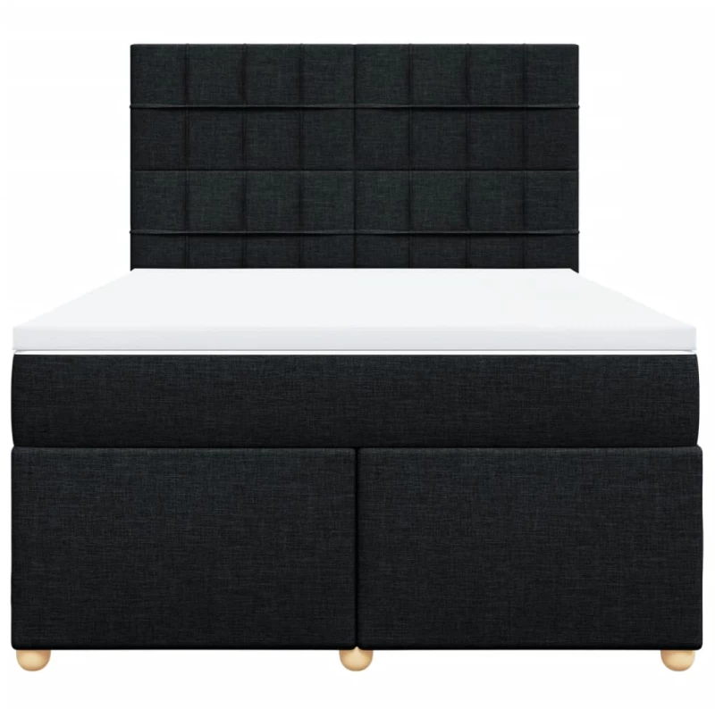 vidaXL Κρεβάτι Boxspring με Στρώμα Μαύρο 140x200 εκ. Υφασμάτινο