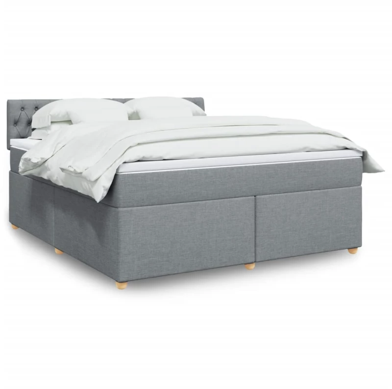 vidaXL Κρεβάτι Boxspring με Στρώμα Ανοιχτό Γκρι 180x200 εκ. Υφασμάτινο