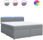 vidaXL Κρεβάτι Boxspring με Στρώμα Ανοιχτό Γκρι 180x200 εκ. Υφασμάτινο