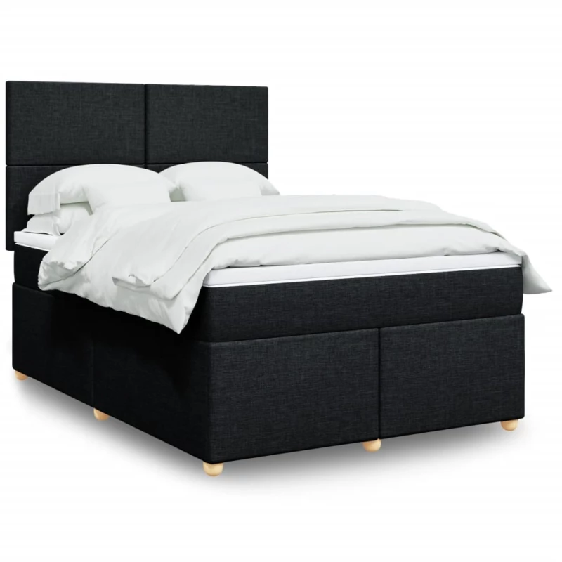 vidaXL Κρεβάτι Boxspring με Στρώμα Μαύρο 140x190 εκ. Υφασμάτινο