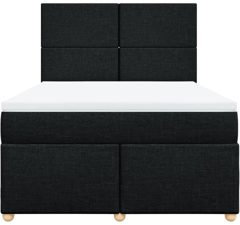 vidaXL Κρεβάτι Boxspring με Στρώμα Μαύρο 140x190 εκ. Υφασμάτινο