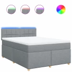 vidaXL Κρεβάτι Boxspring με Στρώμα Ανοιχτό Γκρι 140x190 εκ. Υφασμάτινο
