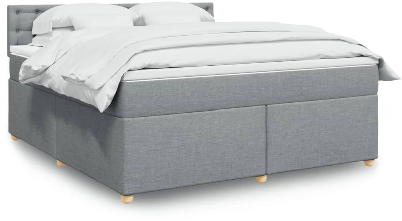 vidaXL Κρεβάτι Boxspring με Στρώμα Ανοιχτό Γκρι 180x200 εκ. Υφασμάτινο