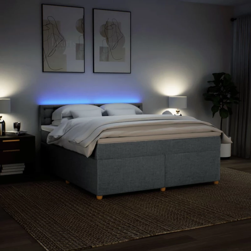 vidaXL Κρεβάτι Boxspring με Στρώμα Ανοιχτό Γκρι 180x200 εκ. Υφασμάτινο
