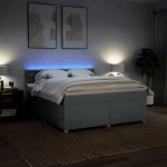 vidaXL Κρεβάτι Boxspring με Στρώμα Ανοιχτό Γκρι 180x200 εκ. Υφασμάτινο