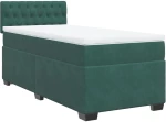 vidaXL Κρεβάτι Boxspring με Στρώμα Σκούρο Πράσινο 90x200 εκ. Βελούδινο