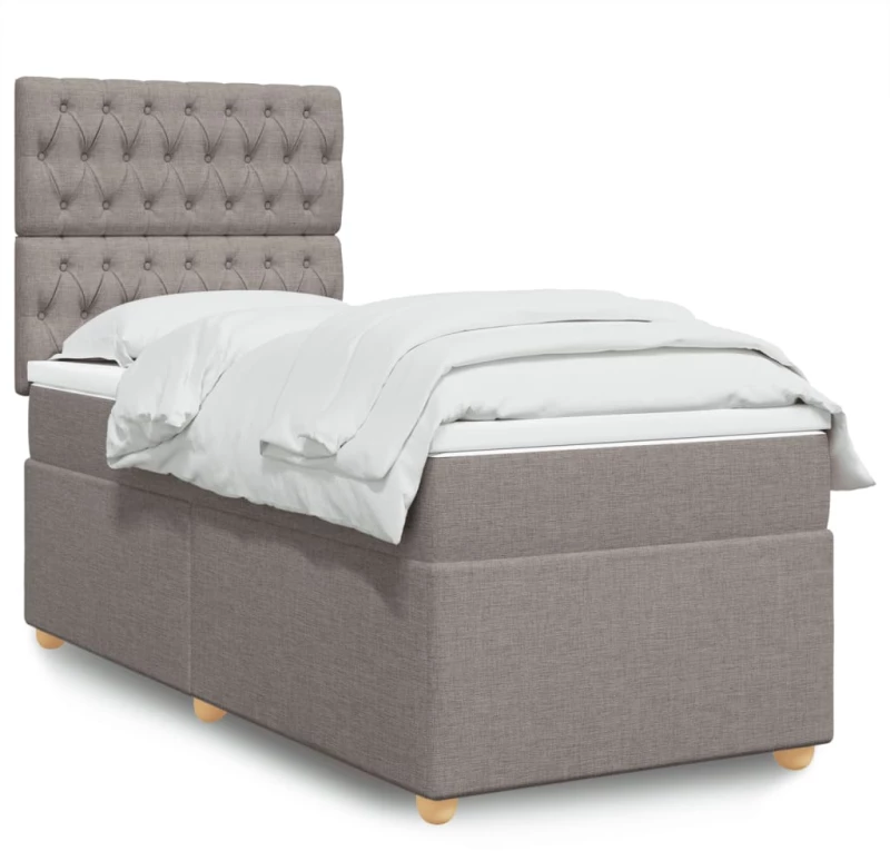 vidaXL Κρεβάτι Boxspring με Στρώμα Taupe 90x200 εκ. Υφασμάτινο
