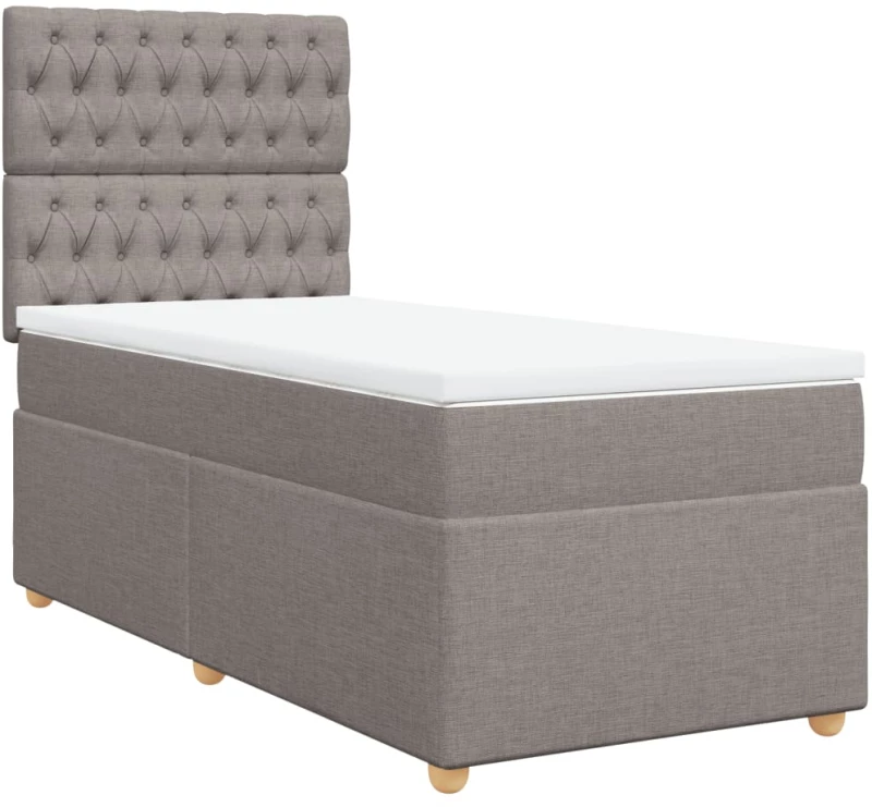 vidaXL Κρεβάτι Boxspring με Στρώμα Taupe 90x200 εκ. Υφασμάτινο