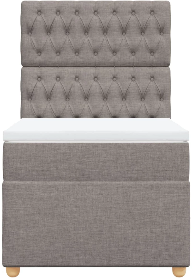 vidaXL Κρεβάτι Boxspring με Στρώμα Taupe 90x200 εκ. Υφασμάτινο