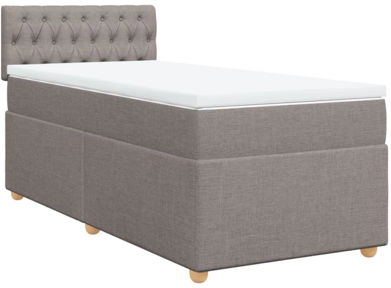 vidaXL Κρεβάτι Boxspring με Στρώμα Taupe 90x200 εκ. Υφασμάτινο
