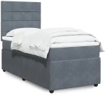 vidaXL Κρεβάτι Boxspring με Στρώμα Σκούρο Γκρι 90x190 εκ. Βελούδινο