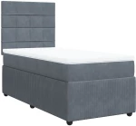 vidaXL Κρεβάτι Boxspring με Στρώμα Σκούρο Γκρι 90x190 εκ. Βελούδινο