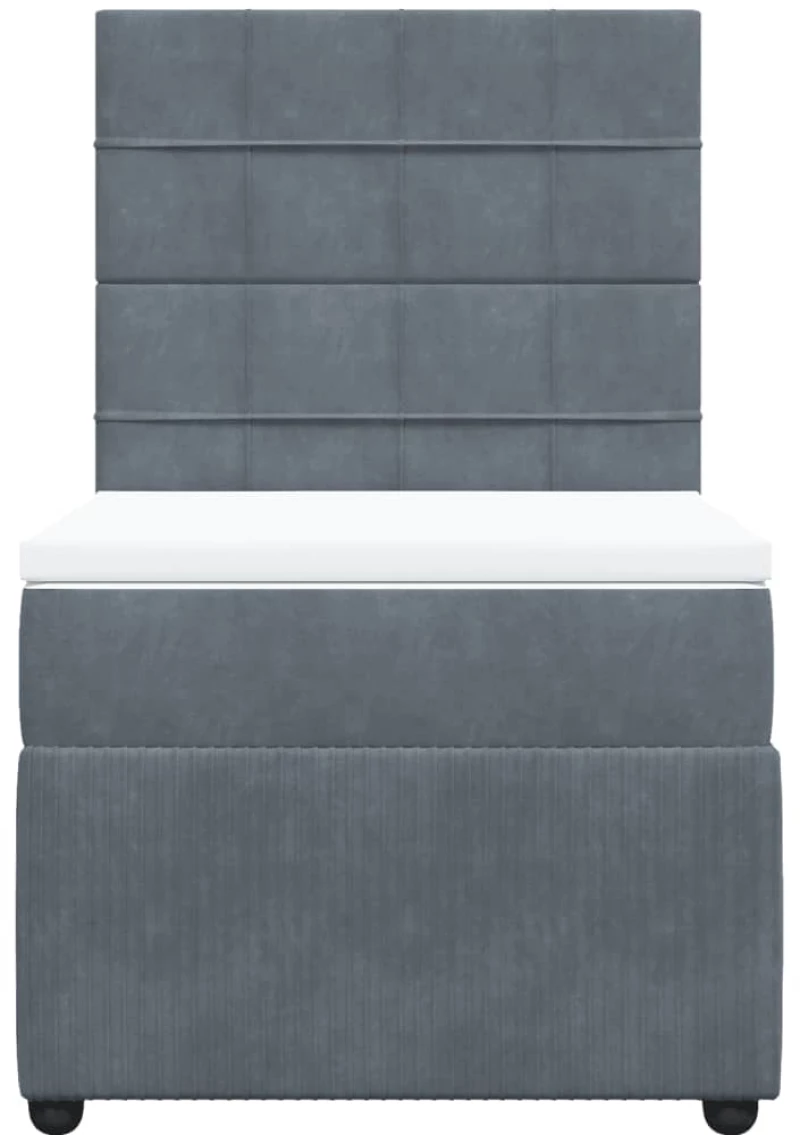 vidaXL Κρεβάτι Boxspring με Στρώμα Σκούρο Γκρι 90x190 εκ. Βελούδινο