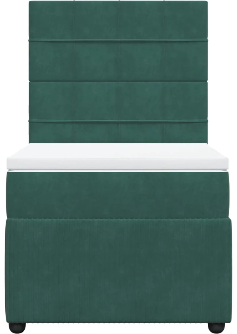 vidaXL Κρεβάτι Boxspring με Στρώμα Σκούρο Πράσινο 90x190 εκ. Βελούδινο