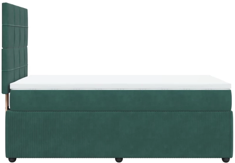 vidaXL Κρεβάτι Boxspring με Στρώμα Σκούρο Πράσινο 90x190 εκ. Βελούδινο