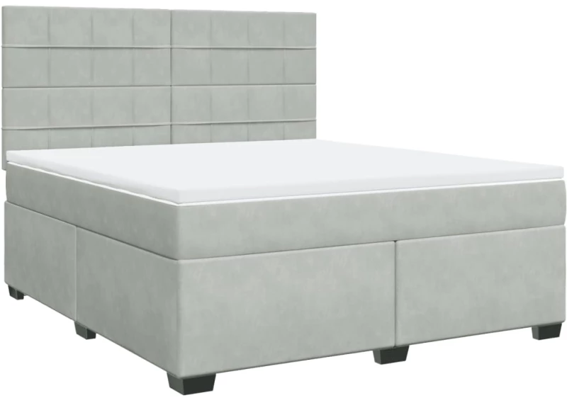 vidaXL Κρεβάτι Boxspring με Στρώμα Ανοιχτό Γκρι 180x200 εκ. Βελούδινο