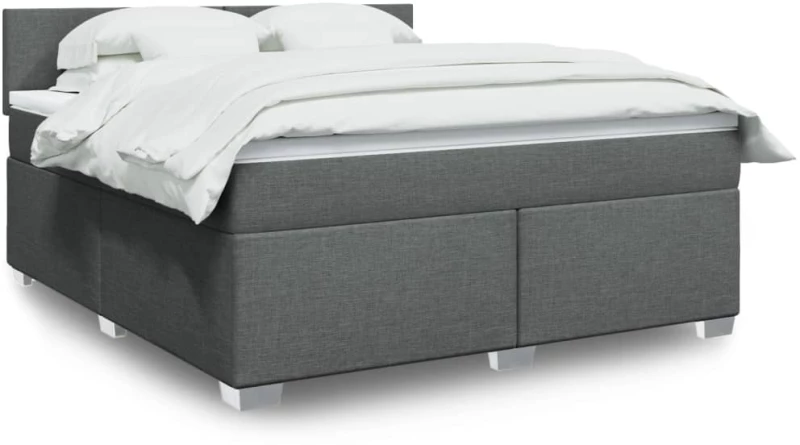 vidaXL Κρεβάτι Boxspring με Στρώμα Σκούρο Γκρι 180x200 εκ Υφασμάτιν