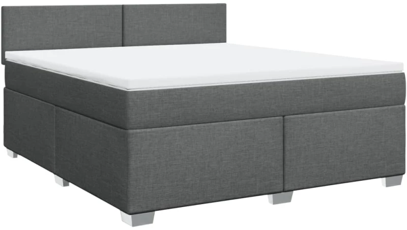 vidaXL Κρεβάτι Boxspring με Στρώμα Σκούρο Γκρι 180x200 εκ Υφασμάτιν