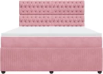 vidaXL Κρεβάτι Boxspring με Στρώμα Ροζ 180x200 εκ. Βελούδινο