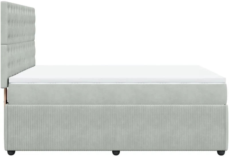 vidaXL Κρεβάτι Boxspring με Στρώμα Ανοιχτό Γκρι 140x200 εκ. Βελούδινο