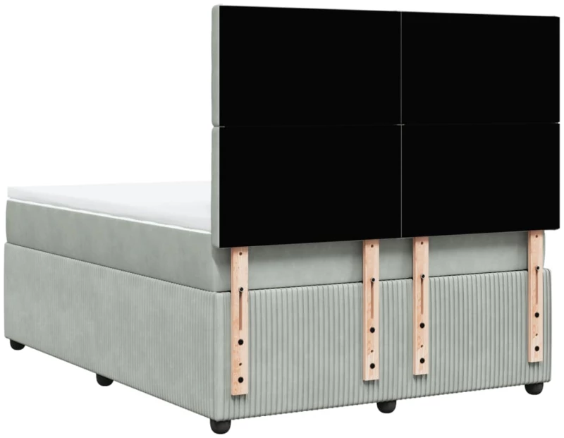 vidaXL Κρεβάτι Boxspring με Στρώμα Ανοιχτό Γκρι 140x200 εκ. Βελούδινο