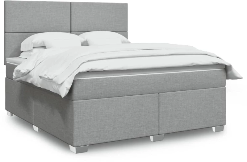 vidaXL Κρεβάτι Boxspring με Στρώμα Ανοιχτό Γκρι 180x200 εκ. Υφασμάτινο