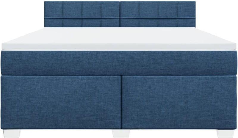 vidaXL Κρεβάτι Boxspring με Στρώμα Μπλε 180x200 εκ. Υφασμάτινο