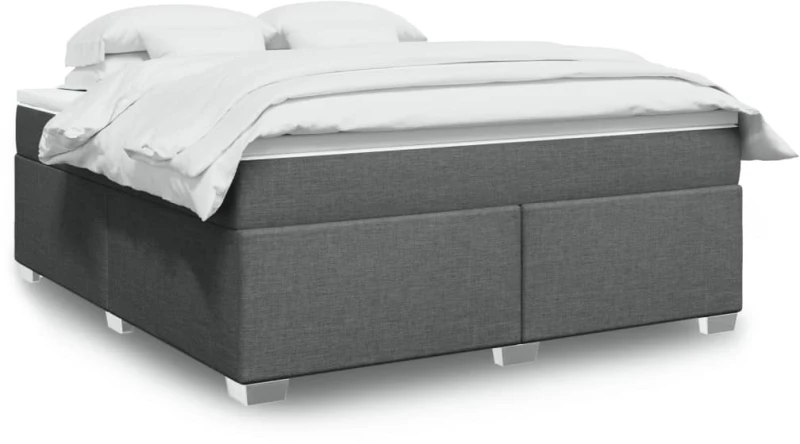 vidaXL Κρεβάτι Boxspring με Στρώμα Σκούρο Γκρι 180x200 εκ Υφασμάτιν