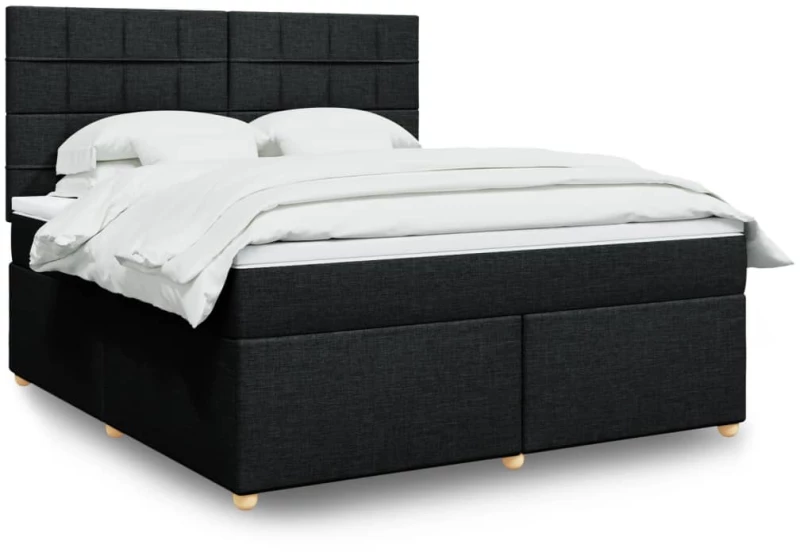 vidaXL Κρεβάτι Boxspring με Στρώμα Μαύρο 180x200 εκ. Υφασμάτινο