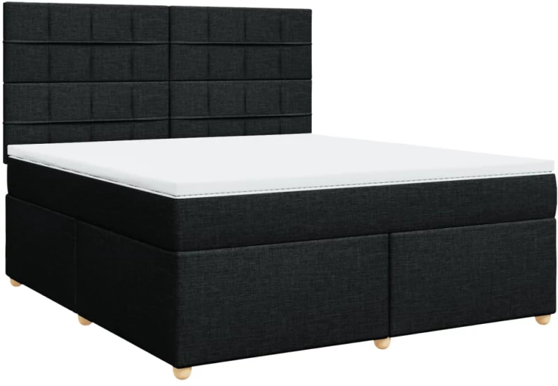 vidaXL Κρεβάτι Boxspring με Στρώμα Μαύρο 180x200 εκ. Υφασμάτινο