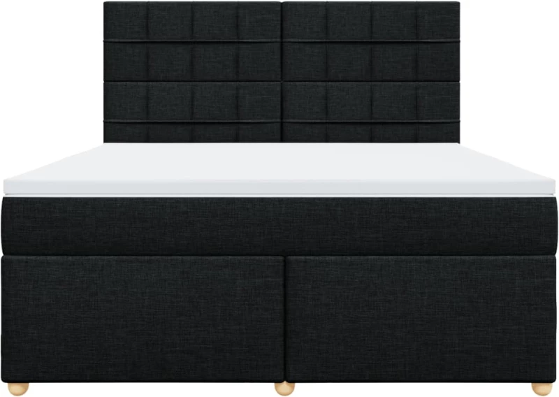vidaXL Κρεβάτι Boxspring με Στρώμα Μαύρο 180x200 εκ. Υφασμάτινο