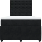 vidaXL Κρεβάτι Boxspring με Στρώμα Μαύρο 120x190 εκ. Βελούδινο