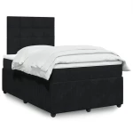 vidaXL Κρεβάτι Boxspring με Στρώμα Μαύρο 120x190 εκ. Βελούδινο