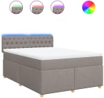 vidaXL Κρεβάτι Boxspring με Στρώμα Taupe 140x190 εκ. Υφασμάτινο