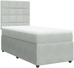 vidaXL Κρεβάτι Boxspring με Στρώμα Ανοιχτό Γκρι 90x200 εκ. Βελούδινο