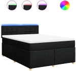 vidaXL Κρεβάτι Boxspring με Στρώμα Μαύρο 140x190 εκ. Υφασμάτινο