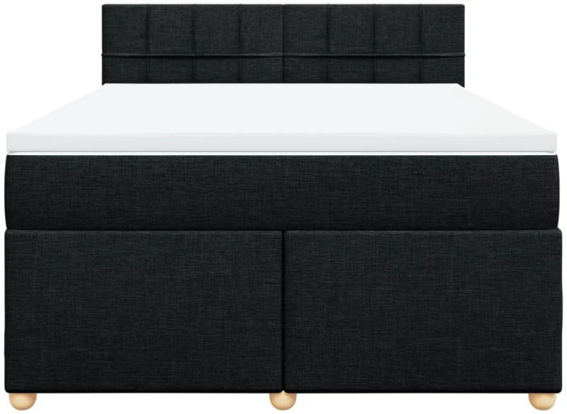 vidaXL Κρεβάτι Boxspring με Στρώμα Μαύρο 140x190 εκ. Υφασμάτινο