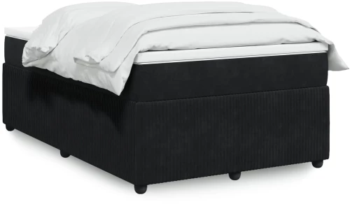 vidaXL Κρεβάτι Boxspring με Στρώμα Μαύρο 120x190 εκ. Βελούδινο