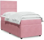 vidaXL Κρεβάτι Boxspring με Στρώμα Ροζ 90x200 εκ. Βελούδινο