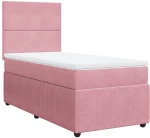 vidaXL Κρεβάτι Boxspring με Στρώμα Ροζ 90x200 εκ. Βελούδινο