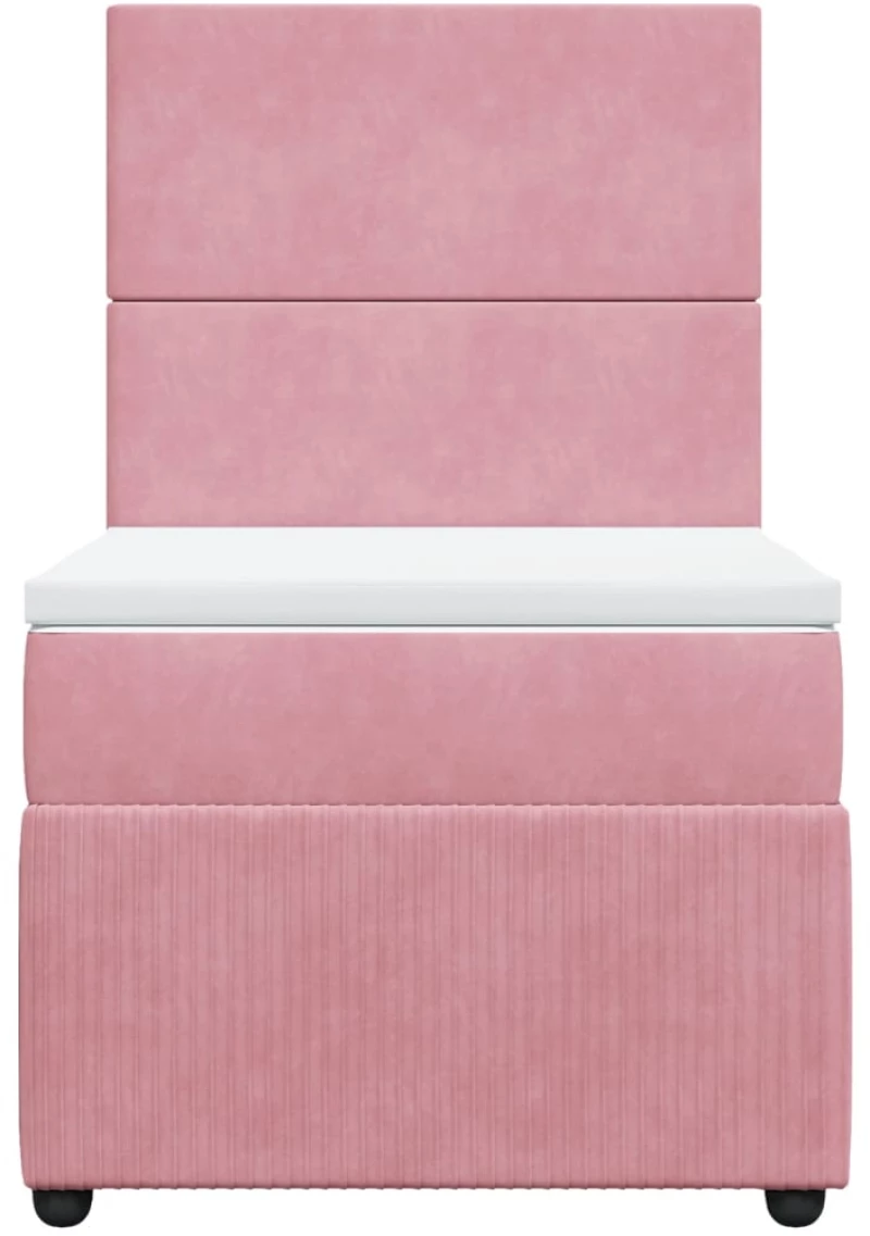 vidaXL Κρεβάτι Boxspring με Στρώμα Ροζ 90x200 εκ. Βελούδινο