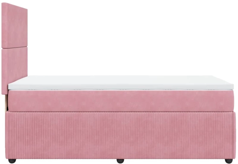 vidaXL Κρεβάτι Boxspring με Στρώμα Ροζ 90x200 εκ. Βελούδινο
