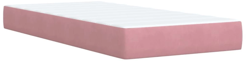 vidaXL Κρεβάτι Boxspring με Στρώμα Ροζ 90x200 εκ. Βελούδινο